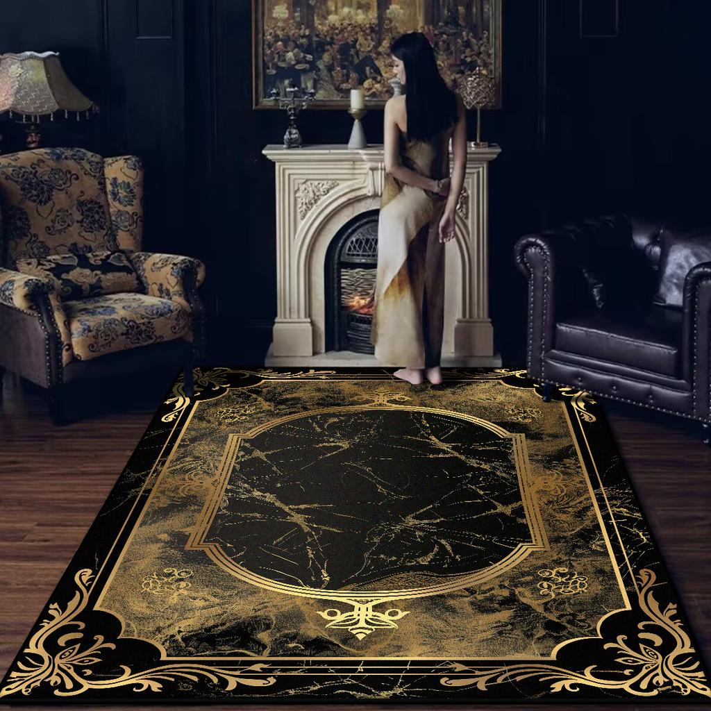 Modern Luxury Black Carpet for Living Room Washable Decoration Home Chinese Style Rugs for Bedroom Non-slip Large Rug Bath mat