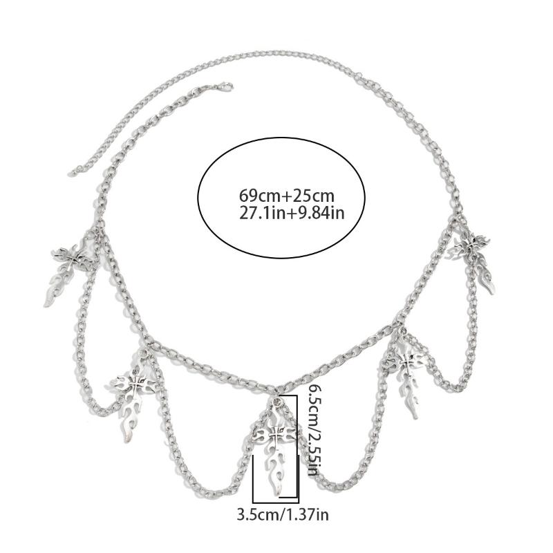 Women'S Multi-Layer Cross Tassels Pendant Decoration Waist Chain Y2K Gothic Style Halloween  Body Chain Accessory Gift