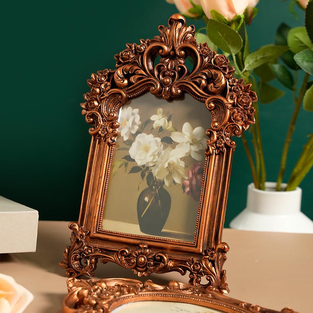An European-Style Creative American-Style Carved Vintage Resin Photo Frame Picture Frame Home Decoration Display Stand Wall Hanging Wedding Photo Fram