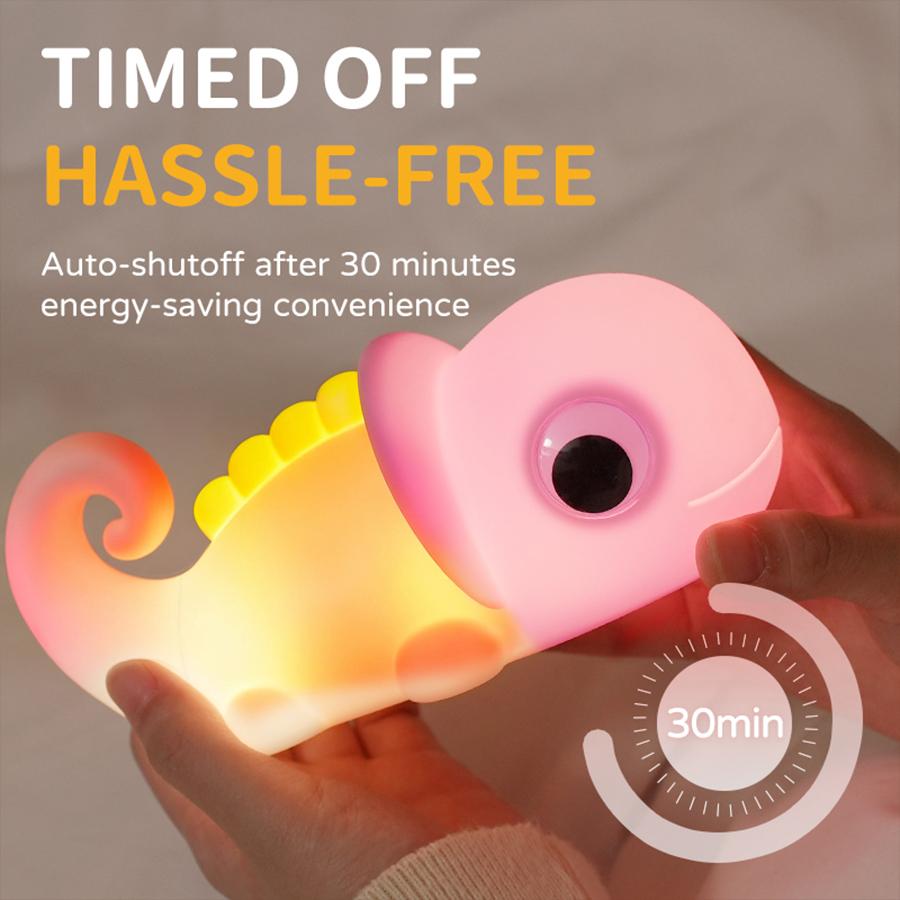 Cute Chameleon Night Light USB Rechargeable Silicone Lamp for Eye Protection and Soft Glow, Room Decor for Kids Reading Lamp