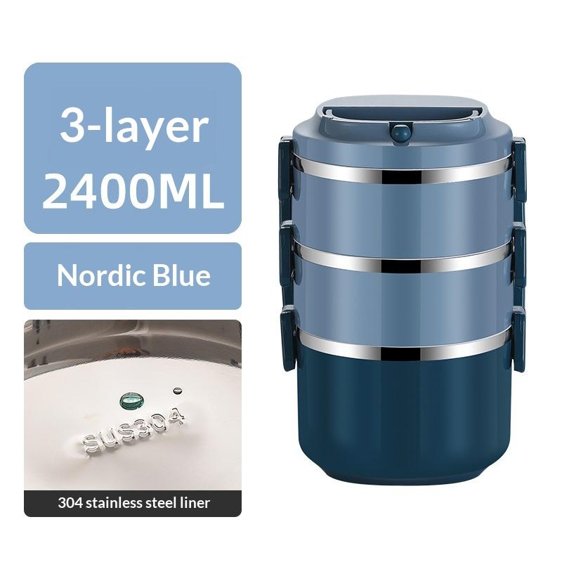 3 Layer Insulated Lunch Box 304 Stainless Steel Leakproof Large Capacity Bento Container Gift for Students Office Workers