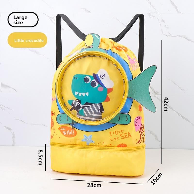 Kids Wet Dry Separation Swim Bag With Large Capacity And Cartoon Design For Bath And Travel