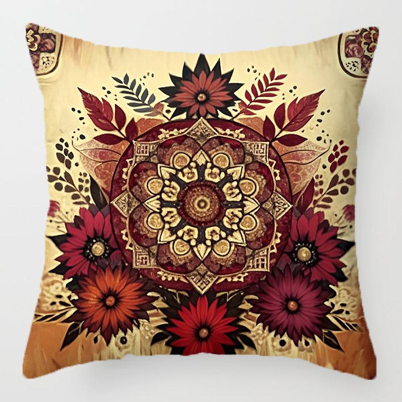 Home Decor Bohemian Floral Mandala Pattern Throw Pillow Pattern Cushion Cover Suitable for Sofa Bedroom Car Pillow Cover