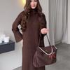 2025 Women's Autumn/Winter Solid Color High Neck Loose Knit Sweater Dress