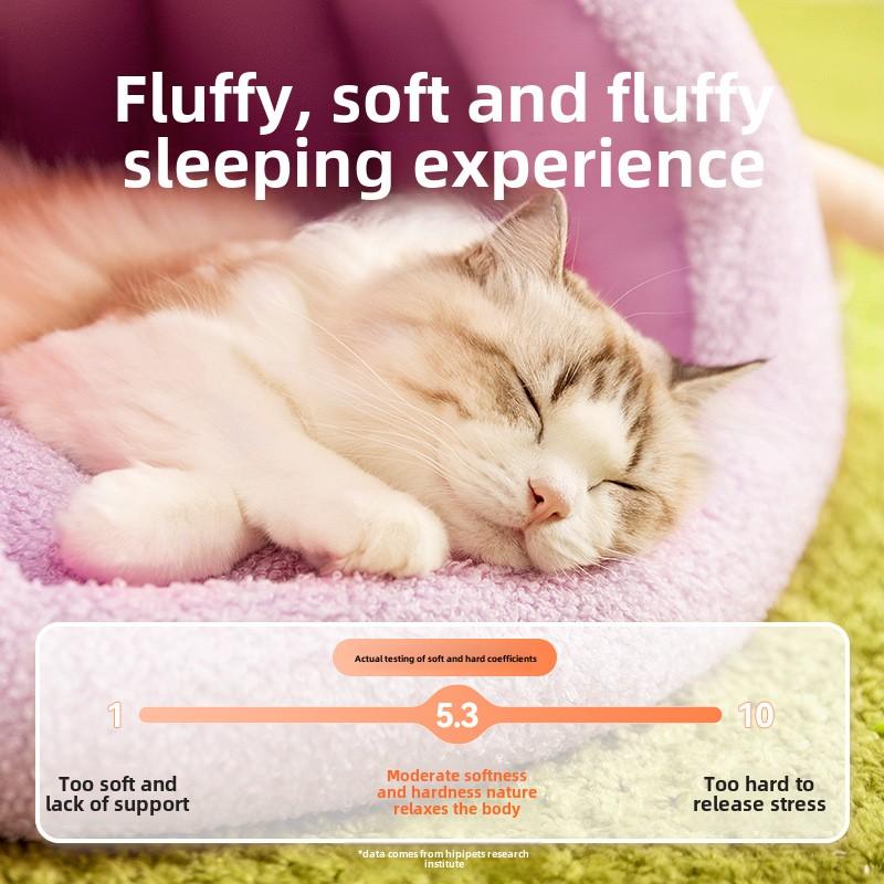 Podzimní a zimní kočka roztomilá kreslená malá příšerka uzavřené kočičí hnízdo jurta psí teplé hnízdo plyšové hnízdo pro mazlíčky