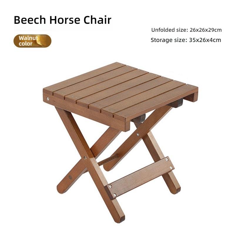 Folding low stool, shoe changing stool, household pony solid wood portable living room bench, sturdy fishing stool at the door