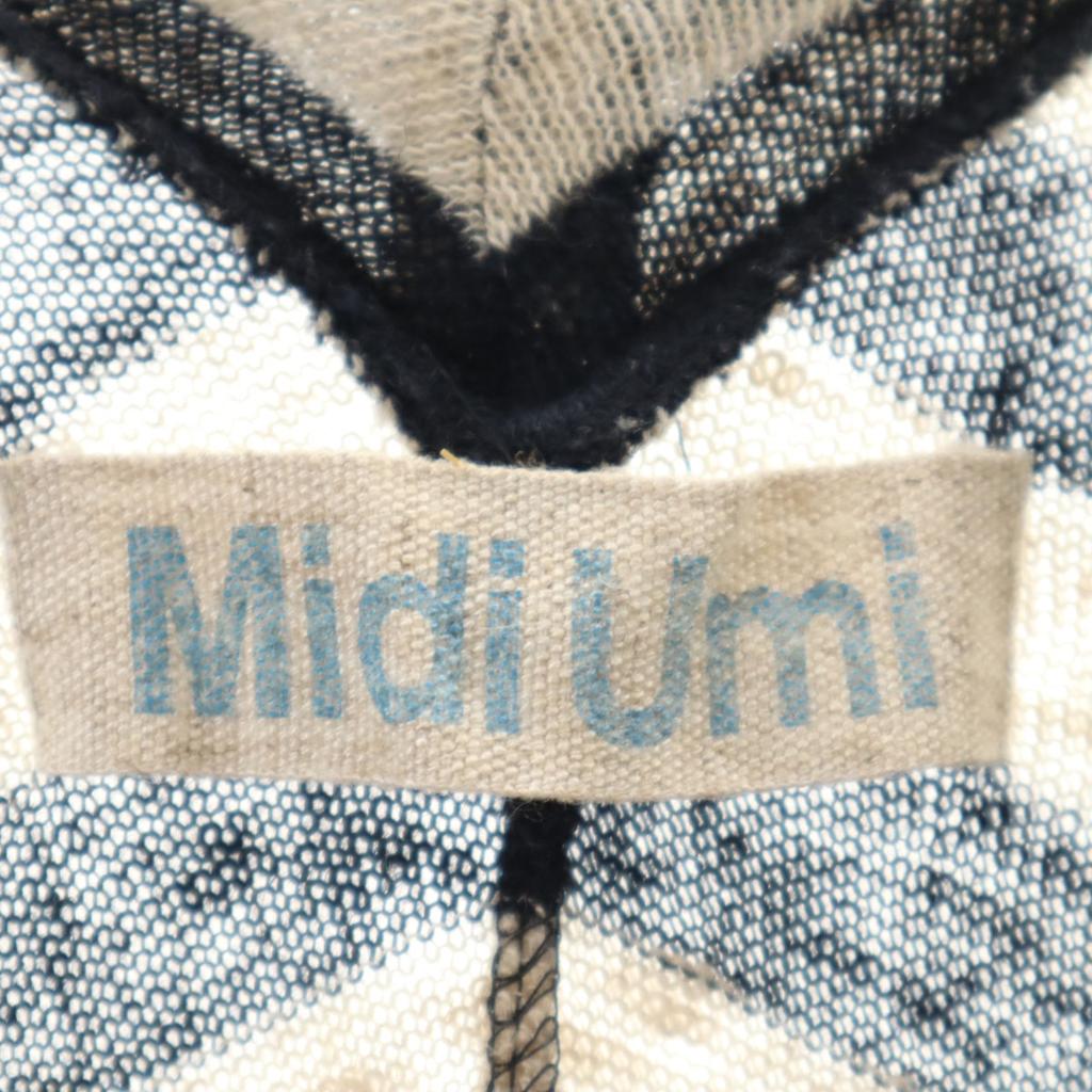 MidiUmi Made In Japan Linen Blend Border Pattern Five-quarter Sleeve V Neck Knit Women Used
