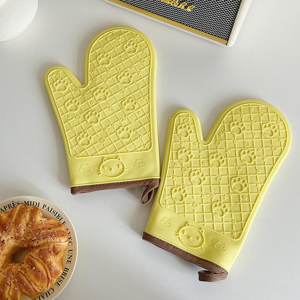 Anti-scalding insulation gloves High temperature resistant silicone kitchen microwave oven gloves anti-slip baking oven gloves