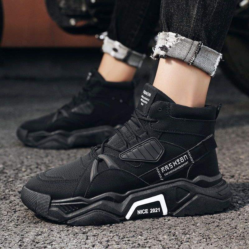 Autumn New Martin Boots Men's Casual High-top Men's Shoes Korean Version Trendy Versatile Winter Velvet Snow Tooling Boots