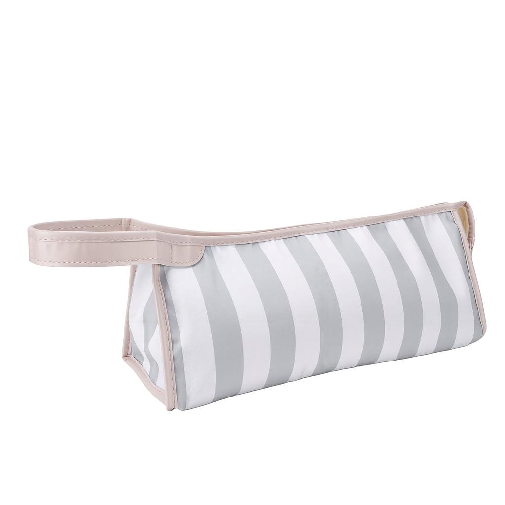 Hair Tools Travel Bag Reinforced Handle Water Proof Hair Dryer Storage Case for Accessories Gray White Stripe