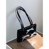 Fashi Lackleder Damen Umhängetaschen Süße Schleife Damen Kleine Quadratische Handtaschen Tragetasche Einfache Damen Achseltasche