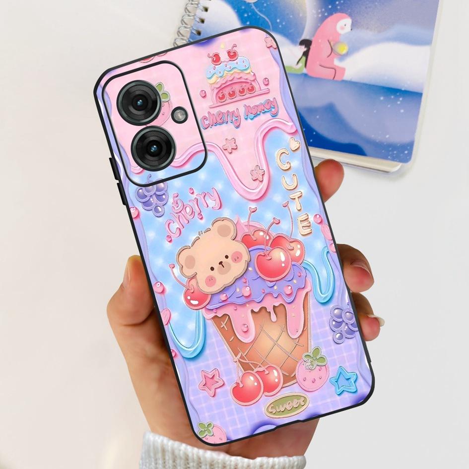 Für Motorola Moto G55 5G Hülle Niedliche Cartoon Katze Tiere Weiches Silikon Stoßfeste TPU Rückseite Handyhülle Für MotoG55 G 55 Funda