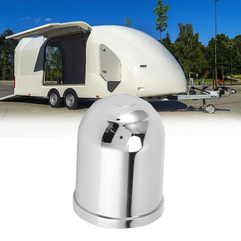 Qiilu Trailer Hitch Ball Cover Trailer Ball Coupler Head Cap Chrome Plated Protective Cover