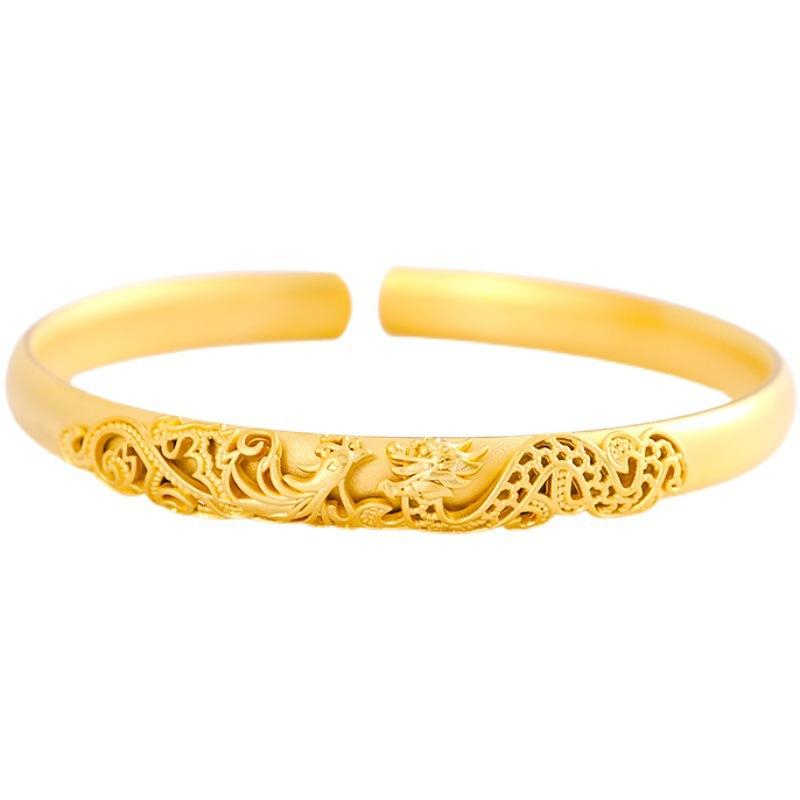 Fashionable Sand Gold Simulated Bracelet For Women Vintage Elegant Gold Plated Wedding Decoration Peacock Bracelet Long