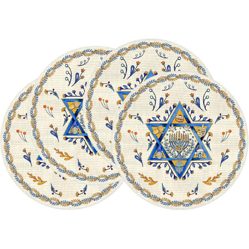 XCHI Six-Pointed Star Hanukkah Olive Leaf Chanukah Menorah Table Runner Table Decoration for Party Home Kitchen Dining Holiday Decor 13x72 Inch