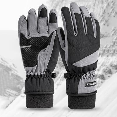 Warm Ski Motorcycl Gloves For Men Women Plus Cotton Sports Gloves Waterproof Touch Screen Curved Finger Cycling Winter Gloves