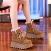 8637 Inner Heightening Thick-soled Velvet Warm Leather Snow Boots Women's 2025 Winter New Non-slip Cotton Shoes