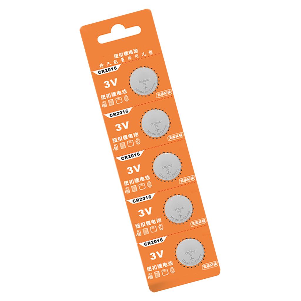 Pack Of 5 CR2016 3V Button Cell Batteries High Performances Lithium Batteries Long Lifespan for Watches Calculators