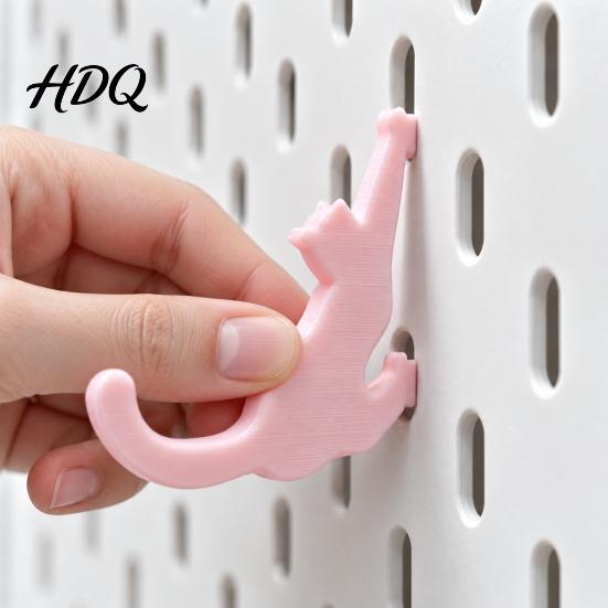 Keychain Display Rack Pegboard Cat Hooks 3D Printed Cute Kitty Easy Install Pegs Decorative Hangers for Craft Room Home Office Desktop Accessory