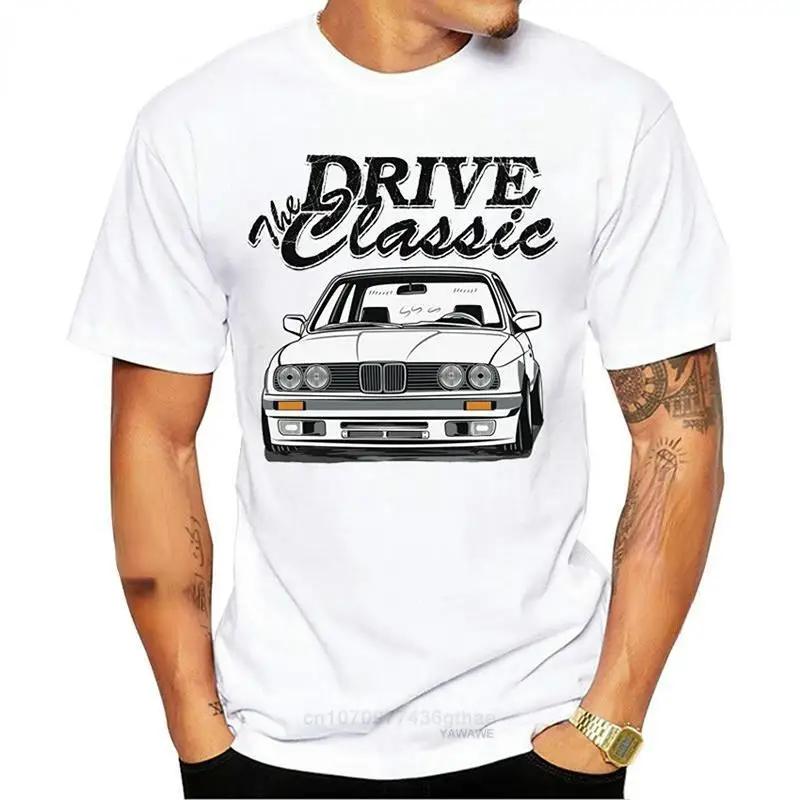 Mens Short Sleeve TShirt Retro Old School Print Shirt Casual Comfortable Simple White Sports Car Lovers Popular Streetwear S