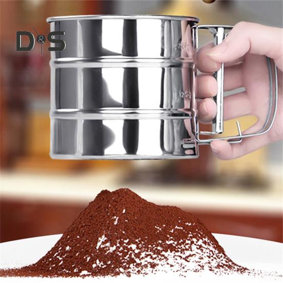 Síto na pečení mouky Dvouvrstvá Jemná síťovina Šejpačka na práškový cukr Prachovka Ruční síto z nerezové oceli Nástroje na pečení dortů Síto na mouku Kuchyňské potřeby