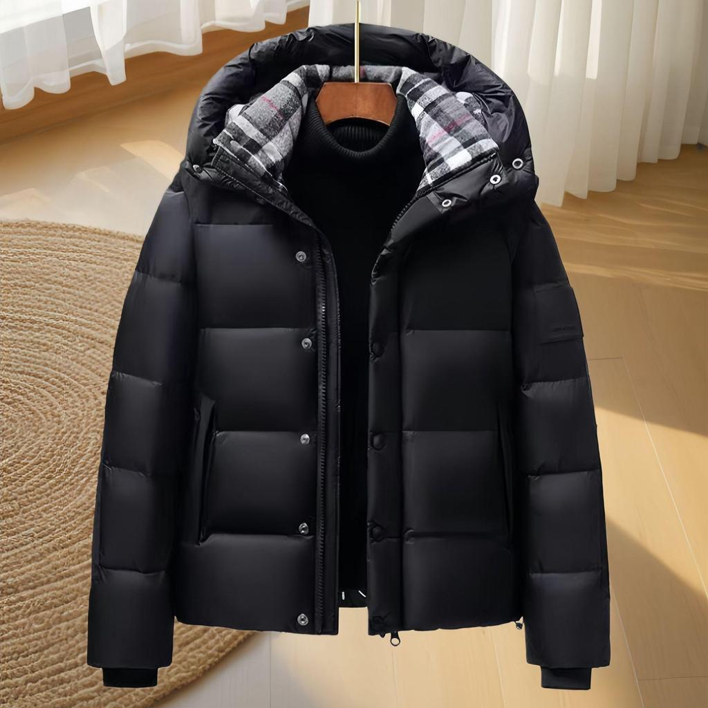 Plus Size Plaid Hooded Jacket with Detachable Sleeves - Classic Thickened Coat for Autumn and Winter
