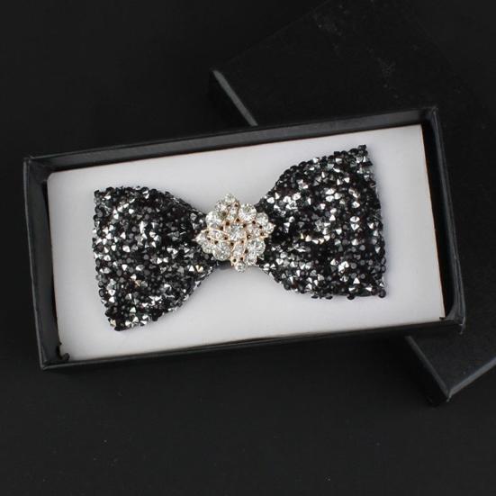 Yousheng Bow Tie Sparkling Rhinestones Inlaid Adjustable Tightness Formal Bow Tie Versatile Business Banquet Office Matching Decoration