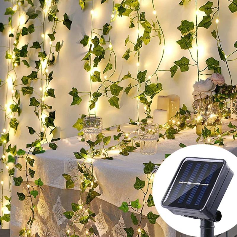 2M/4M Fairy Lights ivy String LED Solar Light Vine Maple Leaf Waterproof Garland Solar Lamp Christmas for Garden Decoration