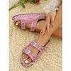 New Summer Rhinestone Platform Slippers - Women’s Plus Size Belt Buckle Slides for Outdoor Wear