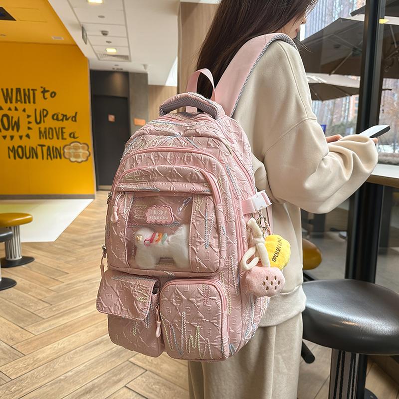 Junior High School Student Schoolbag Women's Colorful Embroidery Backpack Large Capacity Student Backpack