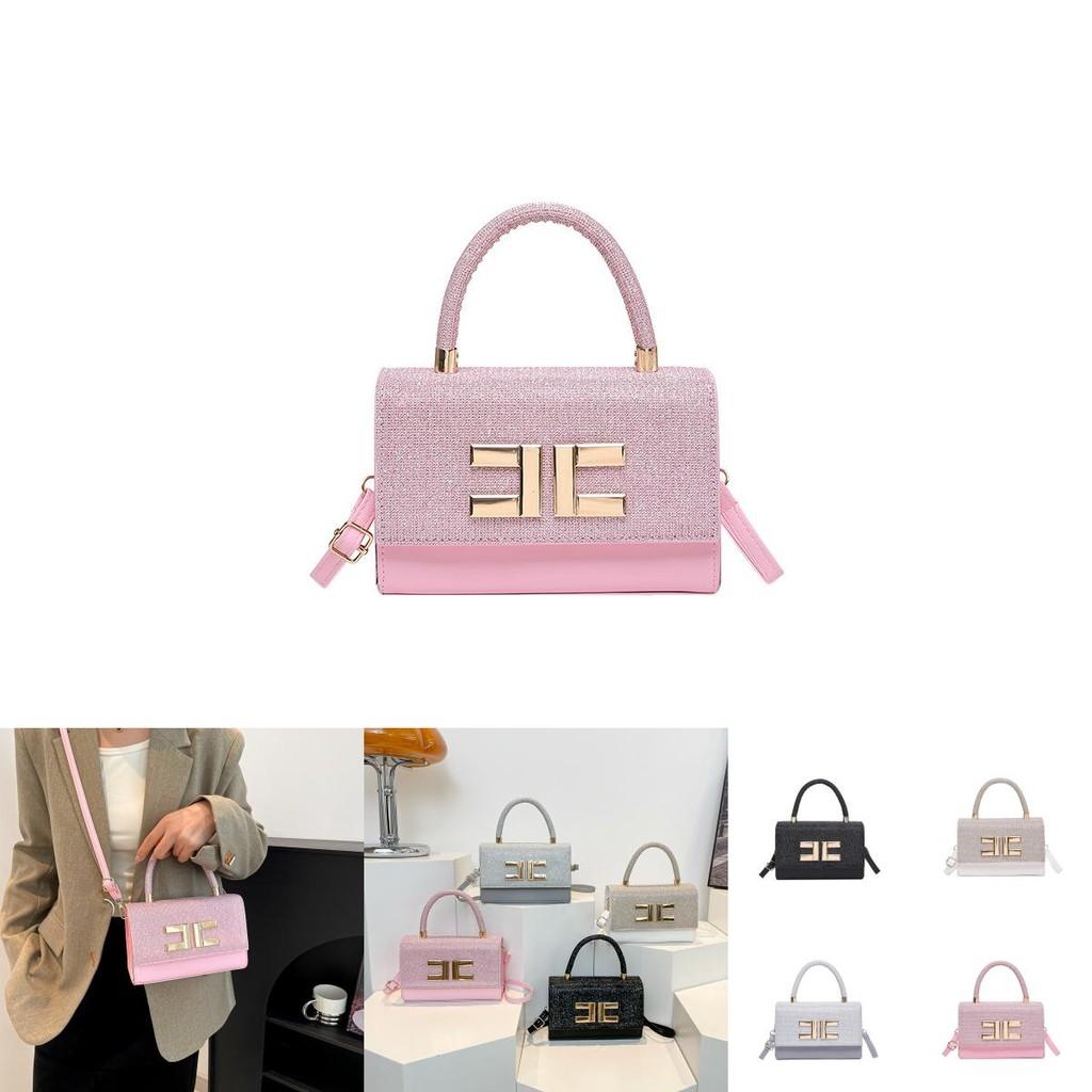Elegante und schicke kleine quadratische Handtasche für Damen in Schwarz, Weiß, Silber und Pink, perfekt für den täglichen Gebrauch