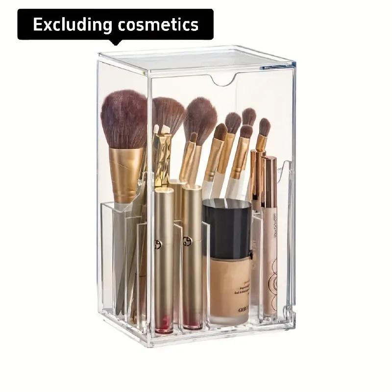 

Держатель для кистей для макияжа с откидной крышкой, прозрачный контейнер для хранения косметических кистей, акриловый держатель для кистей для макияжа, наклонный настольный контейнер для инструментов для макияжа