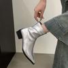 Pointed Toe Women Slim Ankle Boots Fashion Square Low Heel Ladies Elegant Back Zippers Short Booties Women'S Footwear