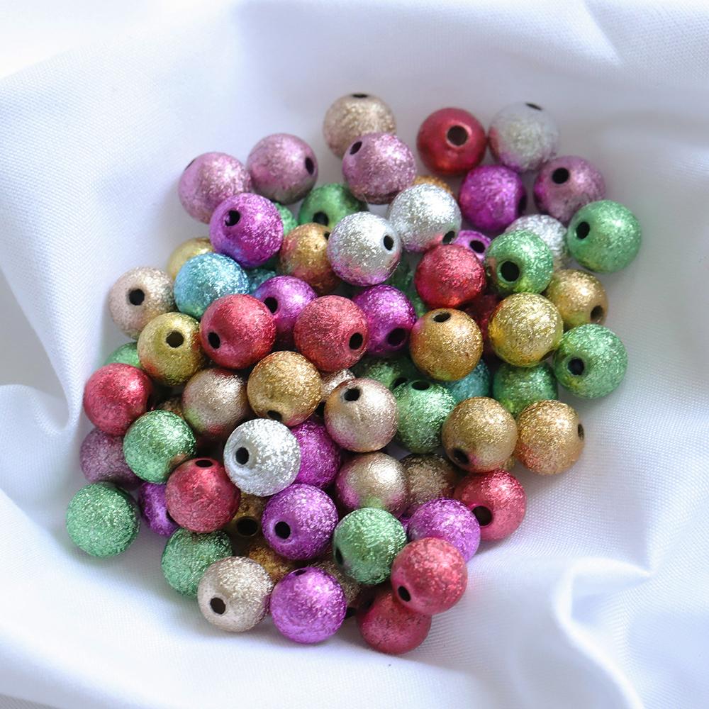 100-500pcs 4-12mm Gold Color Round Acrylic Beads Mixed Frosted Ball End Seed Spacer Beads for Bracelet Jewelry Making DIY