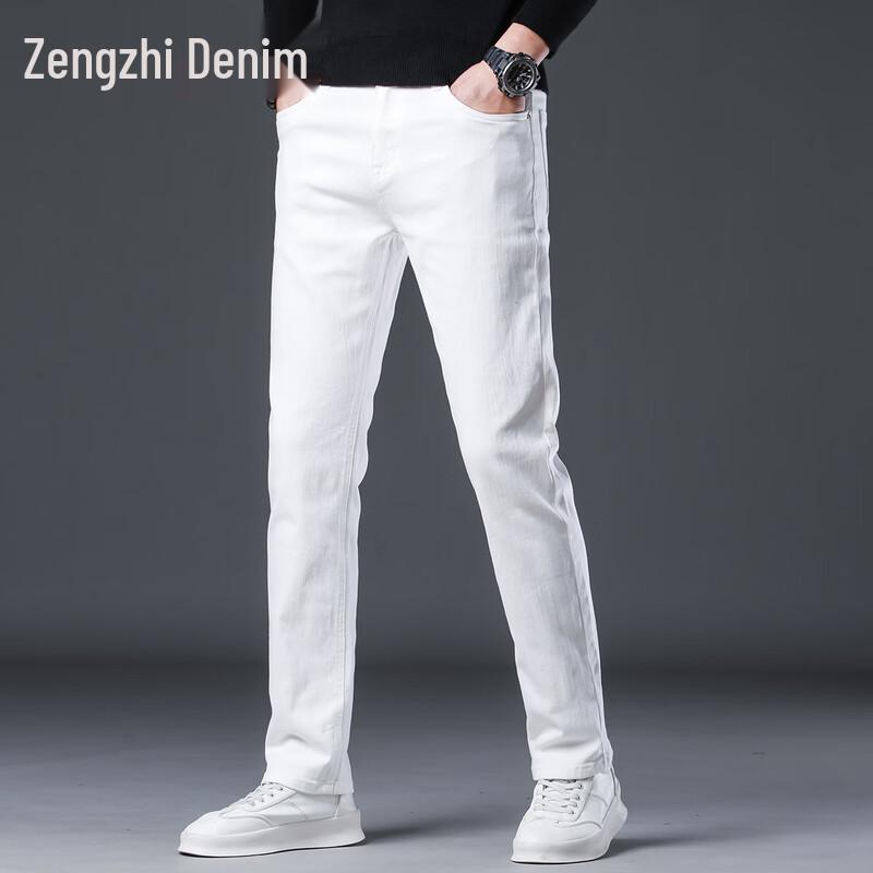 Zengzhi Men s Slim Straight Lightweight Summer Jeans 29