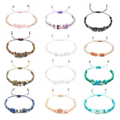 Bracelet Réglable à Perles en Pierre Naturelle - Design Tissé Fait Main