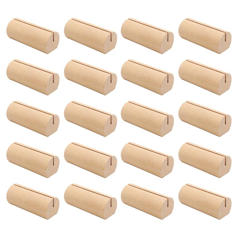 20Pcs Wood Table Number Holders Stand Wood Name Card Holders Wood Name Cards Food Label Memos Photo Holders for Wedding