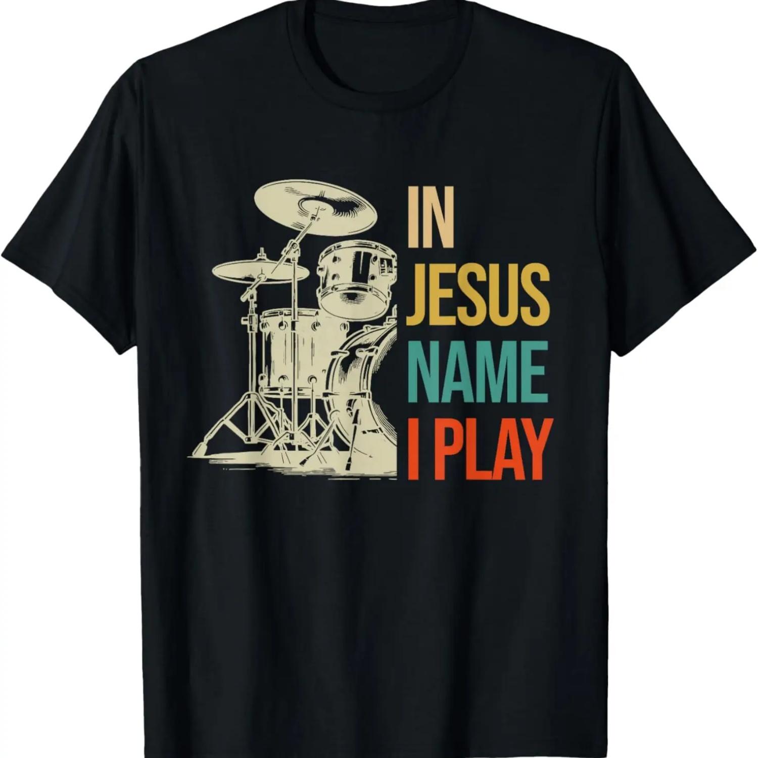 

Men Women In Jesus Name I Play Vintage Drum T-Shirt XXXXXL чорний