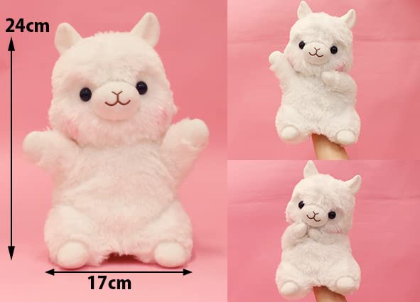 Amuse Alpacasso Hand Puppet Plush Approximately 24cm 703753 Shiro-chan Toy, Long,