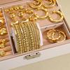 Elegant Vintage Jewelry Set for Women Gold Color Necklaces Earrings Irregular Rings Bead Bracelet Daily Wear Jewelry Gift No Box