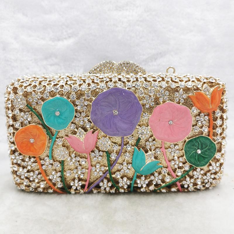 

Flower Women Diamond Evening Clutches WHTUOHENG Orange/Purple Lady White Diamond Wedding Bridal Purse Dinner Prom Phone Clutches 18cmX12cmX6cm