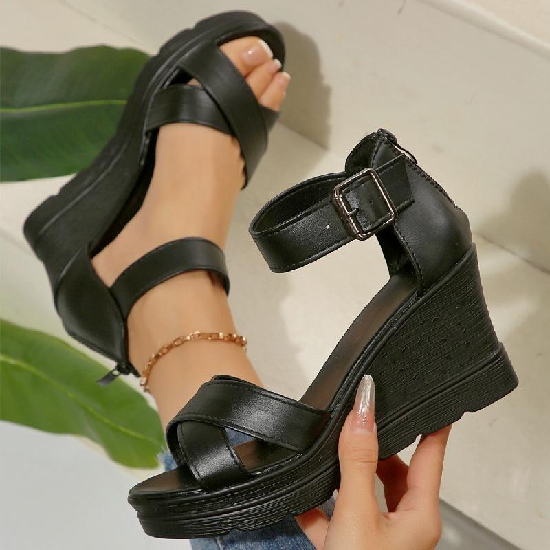 Fashion Plus Size Women's Open Toe Wedge Sandals Summer New Platform Ankle Strap Sandals for Women Outdoor Casual High Heel Sandalias