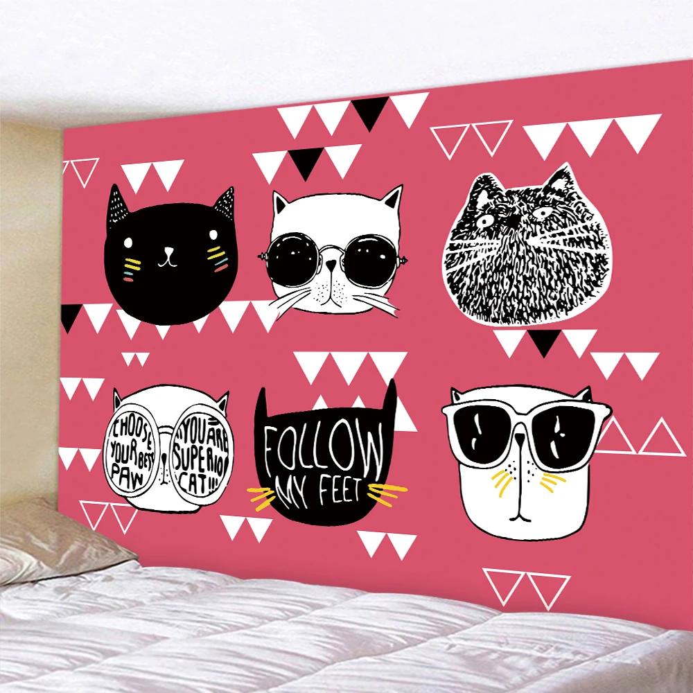 Punk Cat Home Decoration Art Tapestry Psychedelic Scene  Bedroom Wall