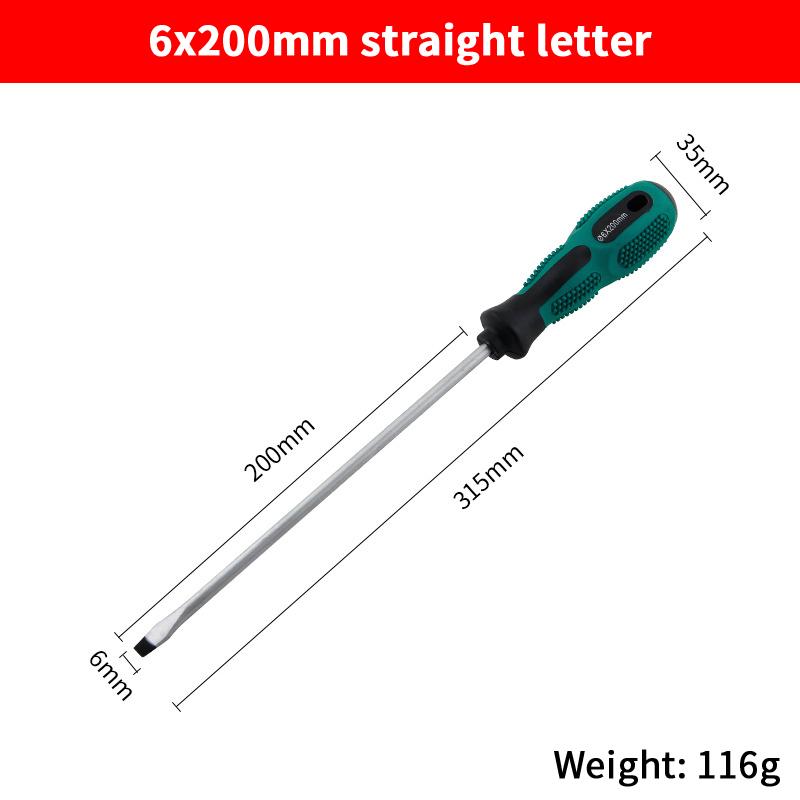 1 Piece Green Rubber Handle Magnetic Screwdriver Long Slotted Screwdriver Installation And Disassembly Repair Tool