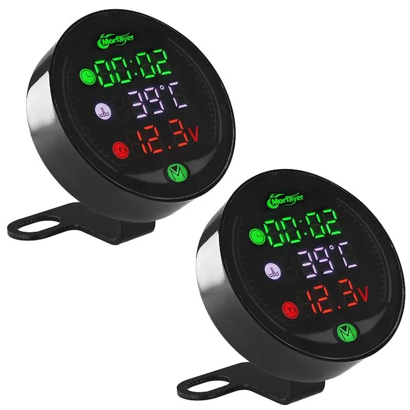 NEW 5-In-1 Waterproof Motorcycle Modified Water Temperature Meter Time Voltmeter 12V Chronometer USB Mobile Phone Charging