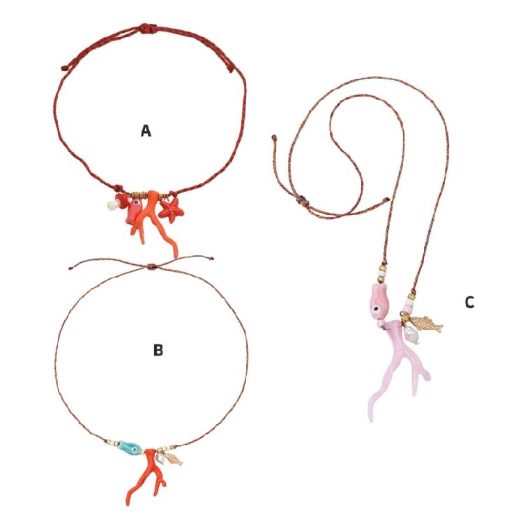 Modern Coral Ceramic Jewelry Necklace Adjustable Clavicle Chain Comfortable Wear Jewelry for Daily Use or Celebrations