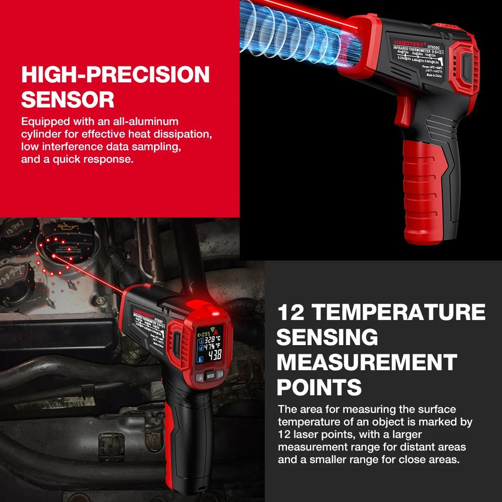 HT650 Digital Infrared Laser Temperature Non-contact Industrial Laser Temperature Meter Temperature Gun Tester