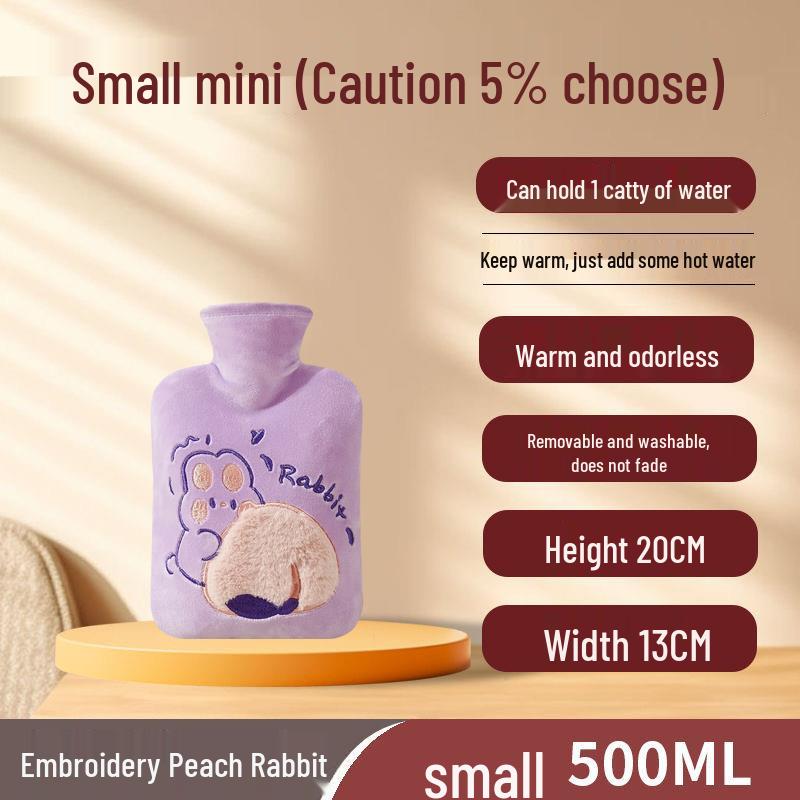 Explosion-Proof Hot Water Bottle with Cute Plush Cover - Ideal for Abdomen and Bed Warmth