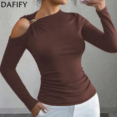 Women's Fashion Casual Spring Autumn Solid Color Print Long Sleeve Oblique Collar Blouses & Shirts