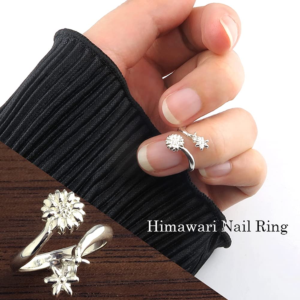 [Shinjuku Gin No Kura] Sunflower Nail Ring, One Size Fits All, Adjustable, Silver 925, Women's Ring, Tip Ring, Claw Ring, Pinky Ring